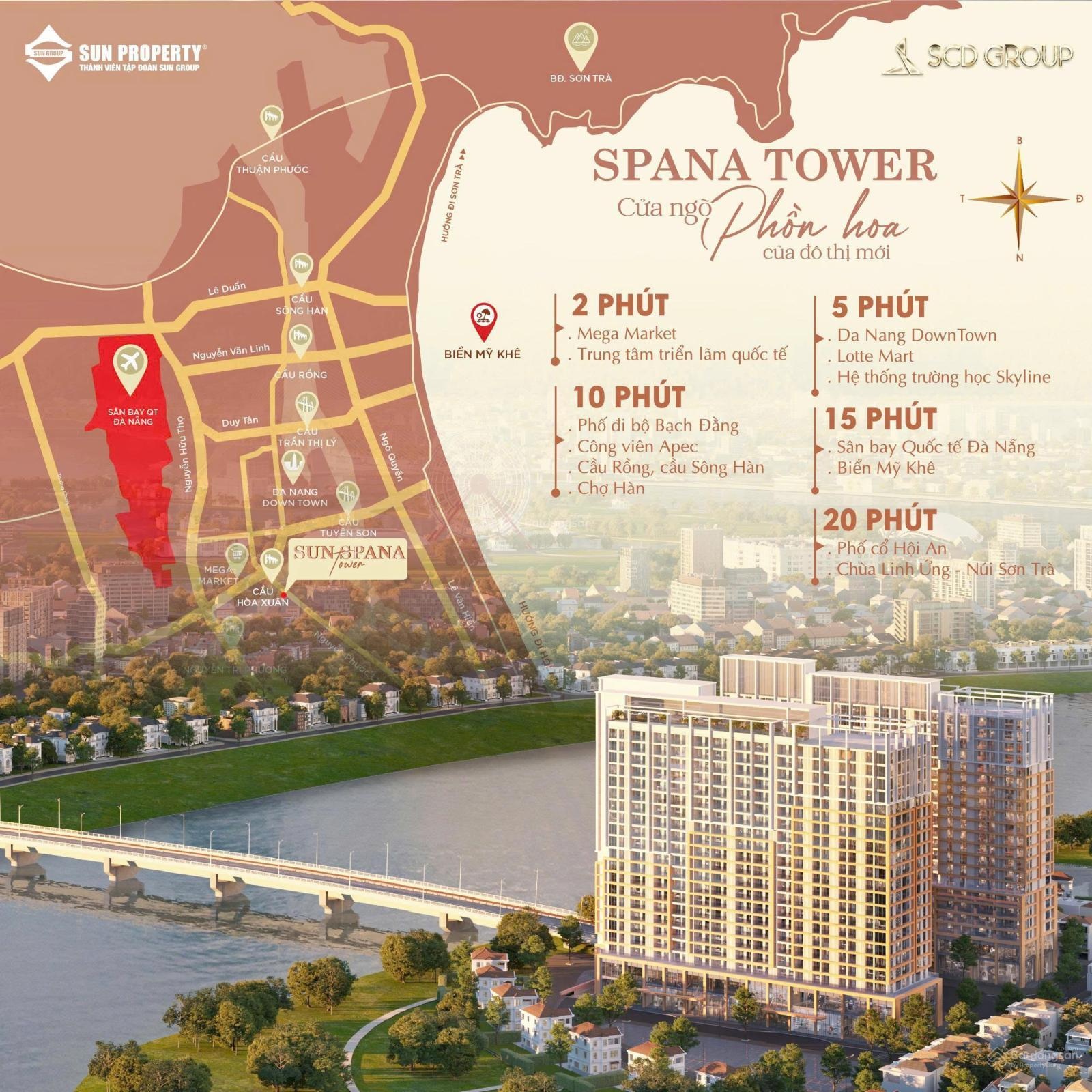 Spana Tower căn hộ trung tâm view pháo hoa cầu Hoà Xuân - căn cuối cùng giá gốc cđt 1pn