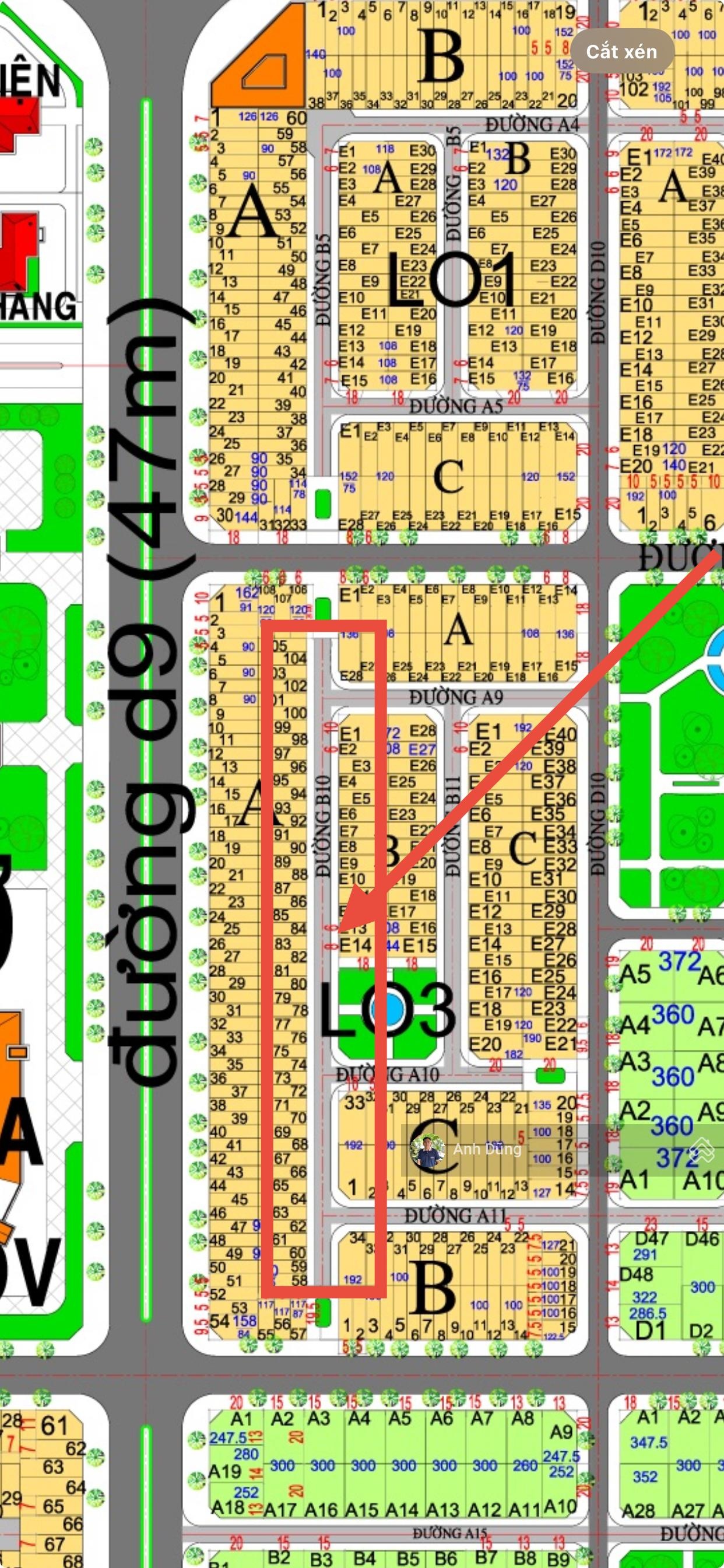 Bán đất HUD Nhóm 3 (LO3) gần công viên đường 12m 108m2. Giá 1,79 tỷ