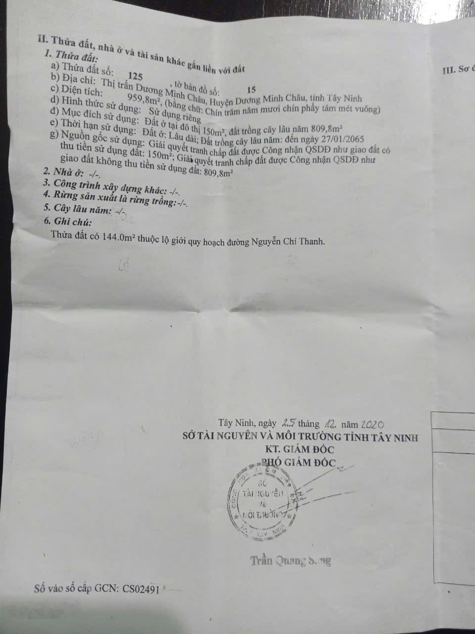 Bán nhà tại đường Nguyễn Chí Thanh, Thị trấn Dương Minh Châu, Tây Ninh