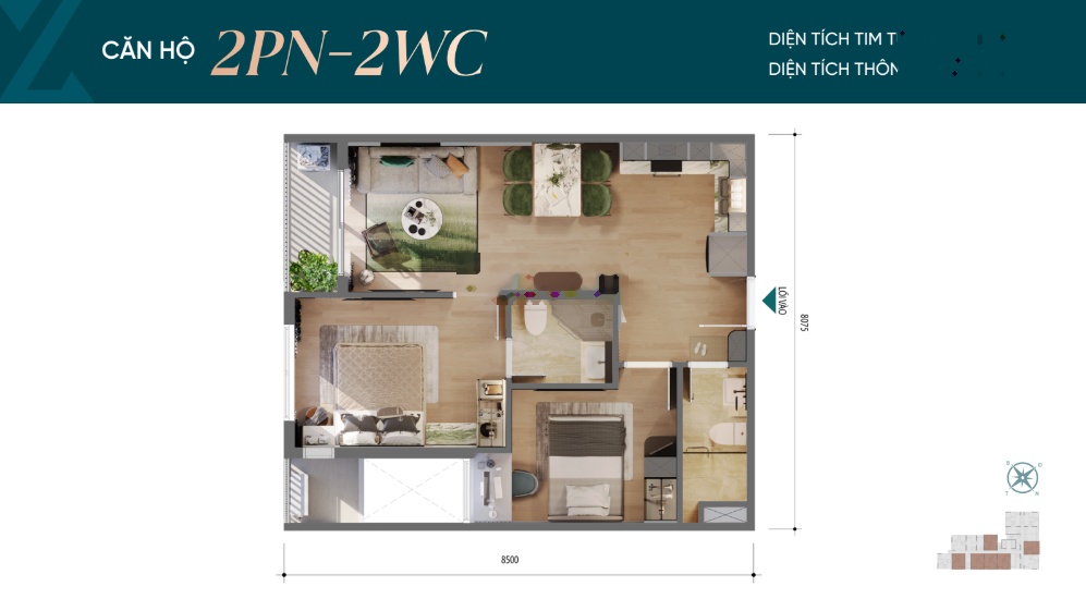 Căn hộ dự án mặt tiền QL1A chỉ 3,2 tỷ VND, 59 m2, 2PN + 2WC, nội thất cơ bản, ở Dĩ An, Bình Dương