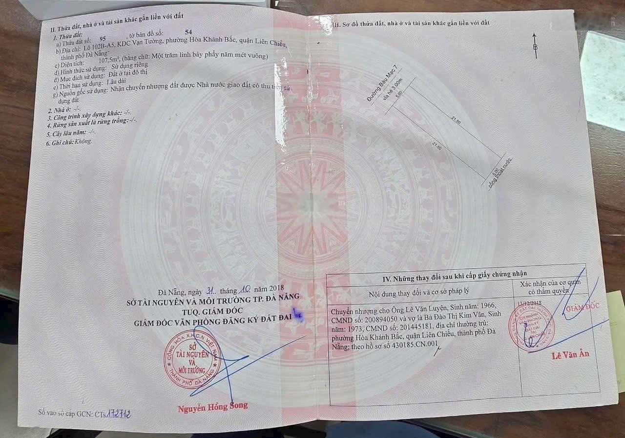 Bán 2 Lô Đất Đường bàu mạc 7 - đông nam - tây bắc