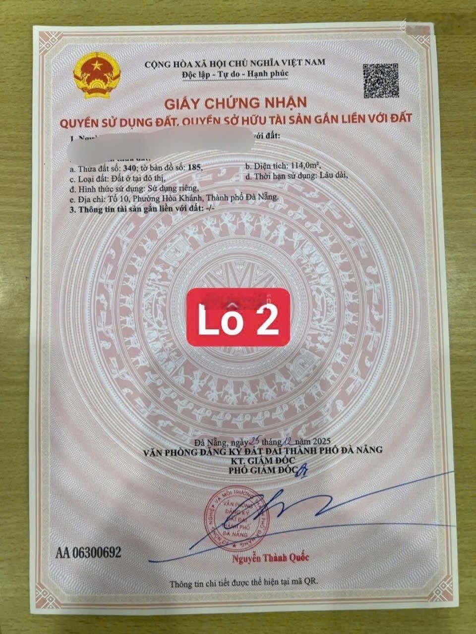 Đất kiệt oto tải K33/.. Nam Cao . Gần chợ Hoà Khánh , kiệt thông tứ hướng - Diện tích 114m2