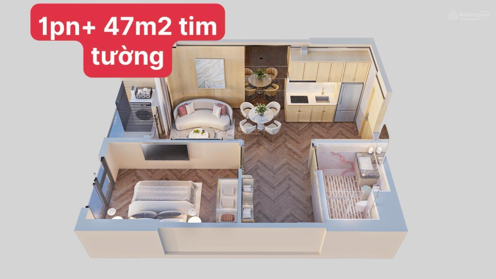 Căn hộ 1PN+ 47.3m2 Rivea Vĩnh Hưng giá đầu tư. Tầng cao view hồ TTS chỉ 5.4 tỷ