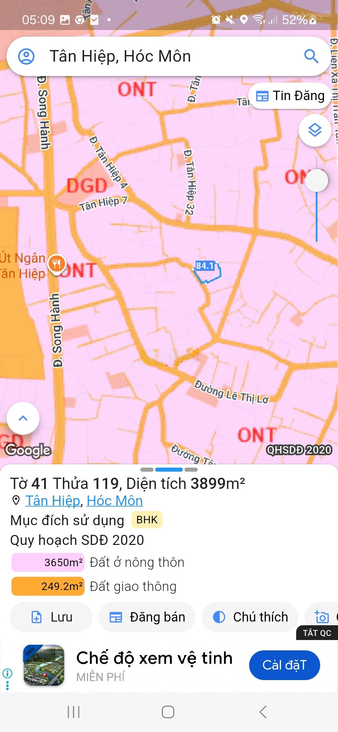 Bán 2 lô đất diện tích lớn mặt tiền nhựa 8m Tân Hiệp, Hóc Môn