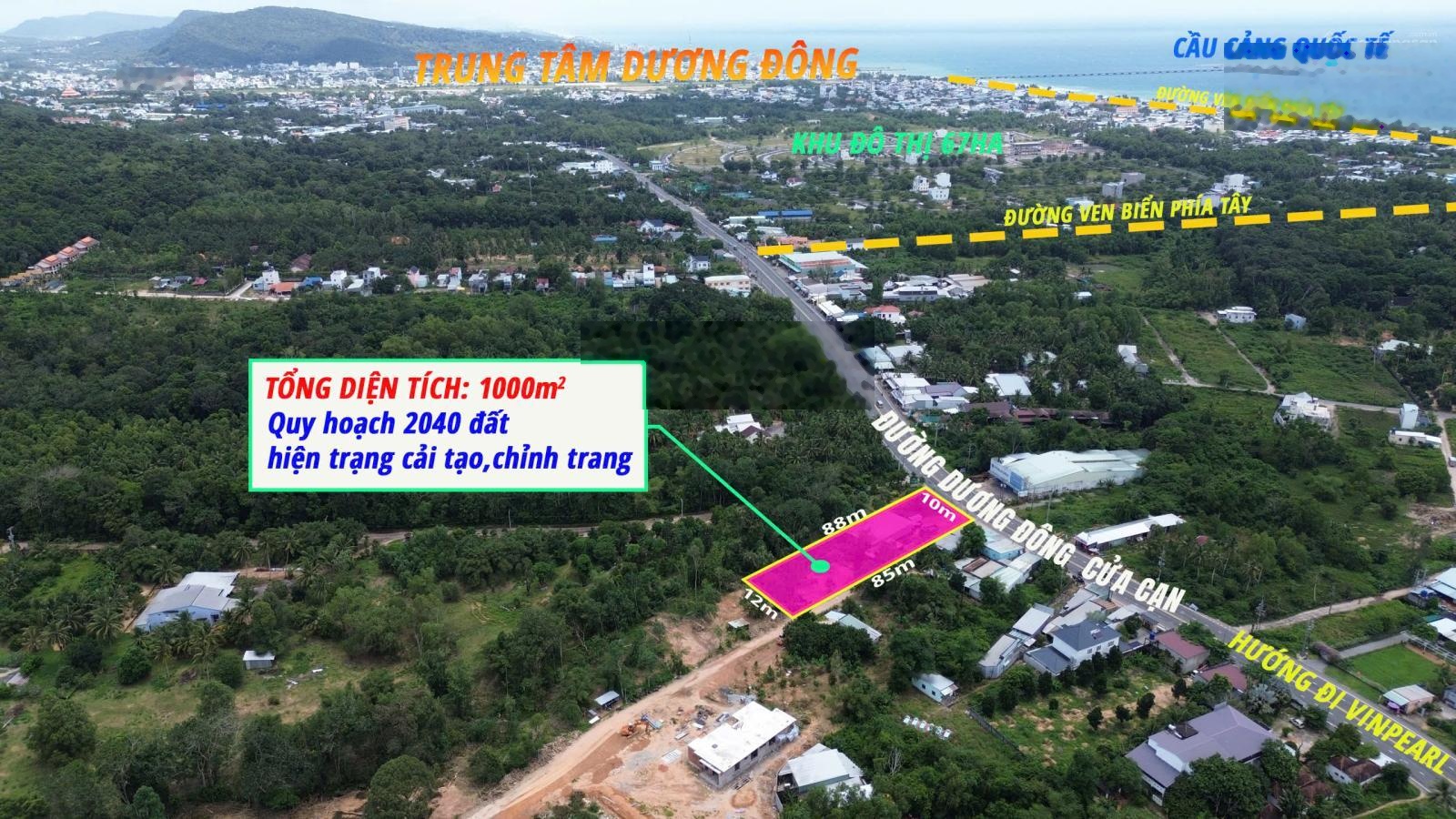 Bán đất mặt tiền đường dương đông cửa cạn