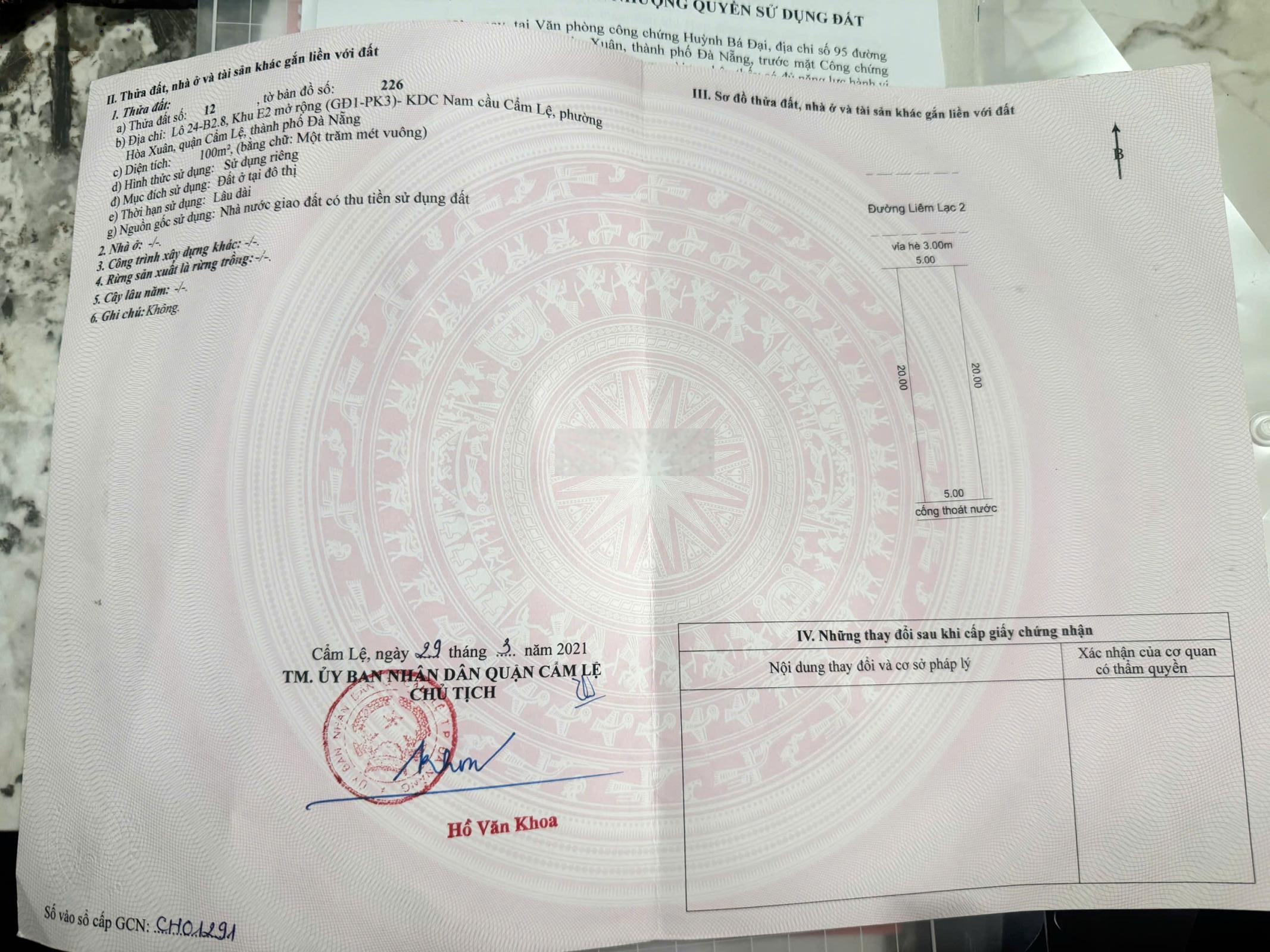 Bán đất đường liêm lạc 2 - hòa xuân - cẩm lệ