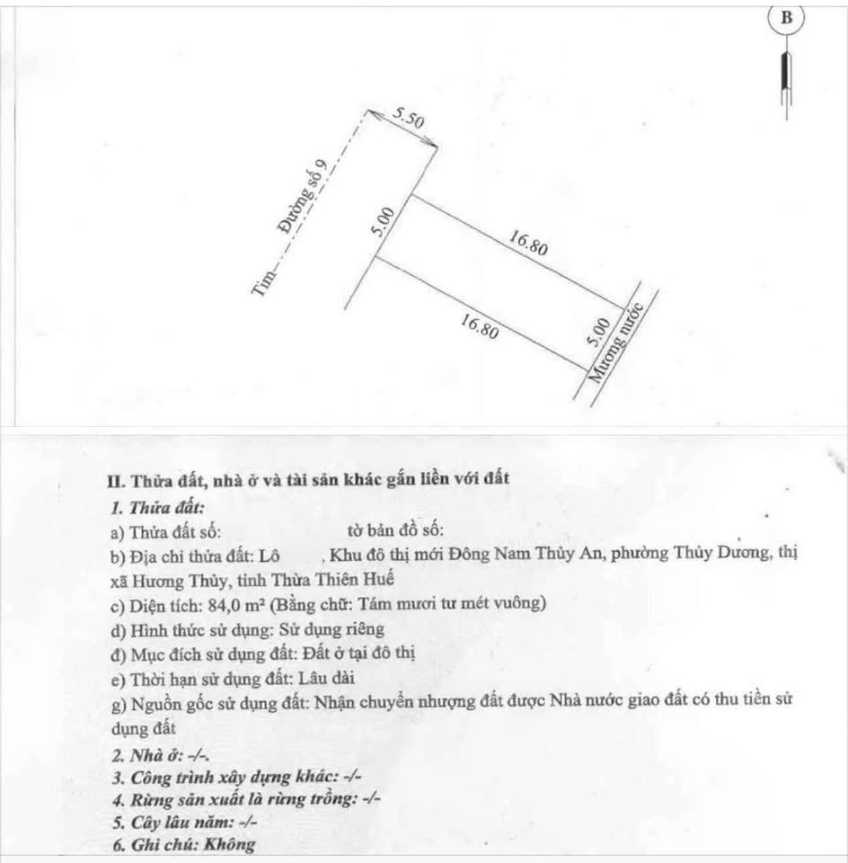 Bán đất khu quy hoạch Đông Nam Thủy An, Hương Thủy, 84m2, đường nhựa 11m, giá bán 3,xx tỷ