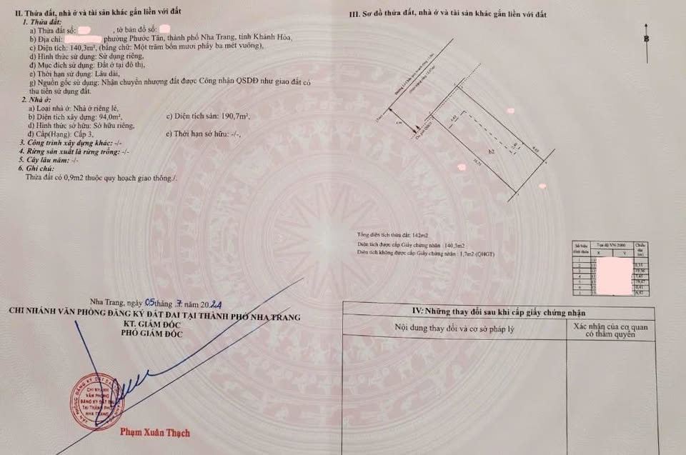 Bán nhà vườn mặt tiền đường Lê Chân, phường Phước Tân, Nha Trang, diện tích 140,3m2, giá 20 tỷ