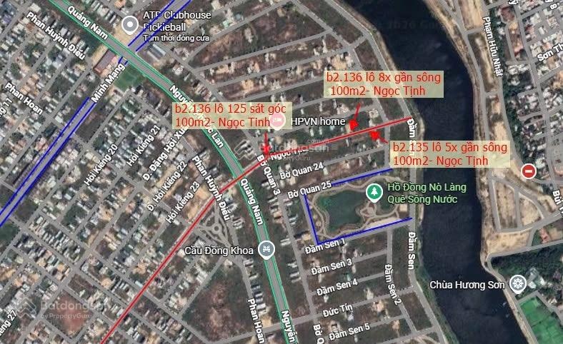 Đầm sen- đường thông NGỌC TỊNH - B2.136 lô 8x và 12x trục thông. Có 2 lô rất đẹp.