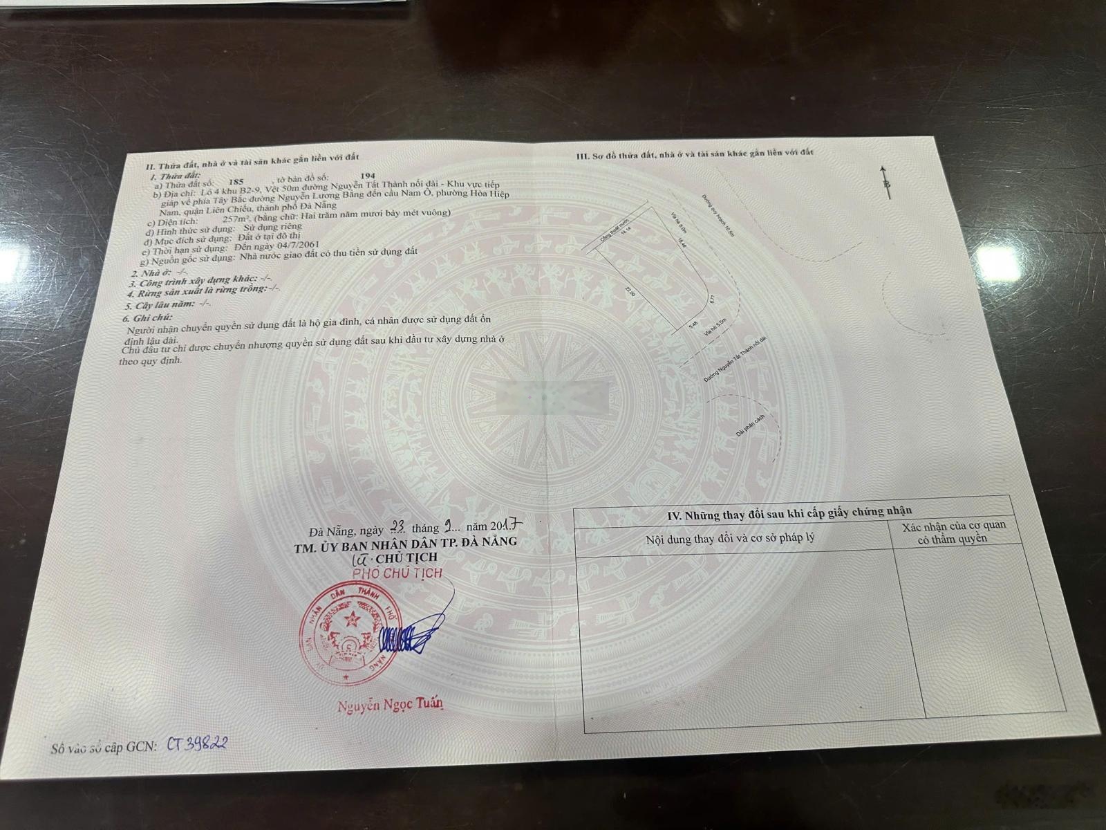 Bán đất 2 mặt tiền đường Nguyễn Tất Thành & Đàm Quang Trung, 257 m2, Liên Chiểu, Đà Nẵng