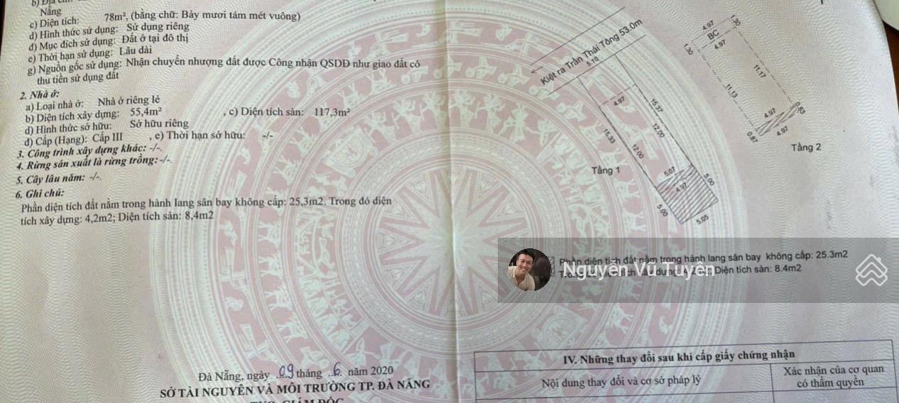 Bán nhà 3 tầng kiệt đỗ nhựa ô tô Đường Trần Thái Tông - Thanh Khê - Đà Nẵng