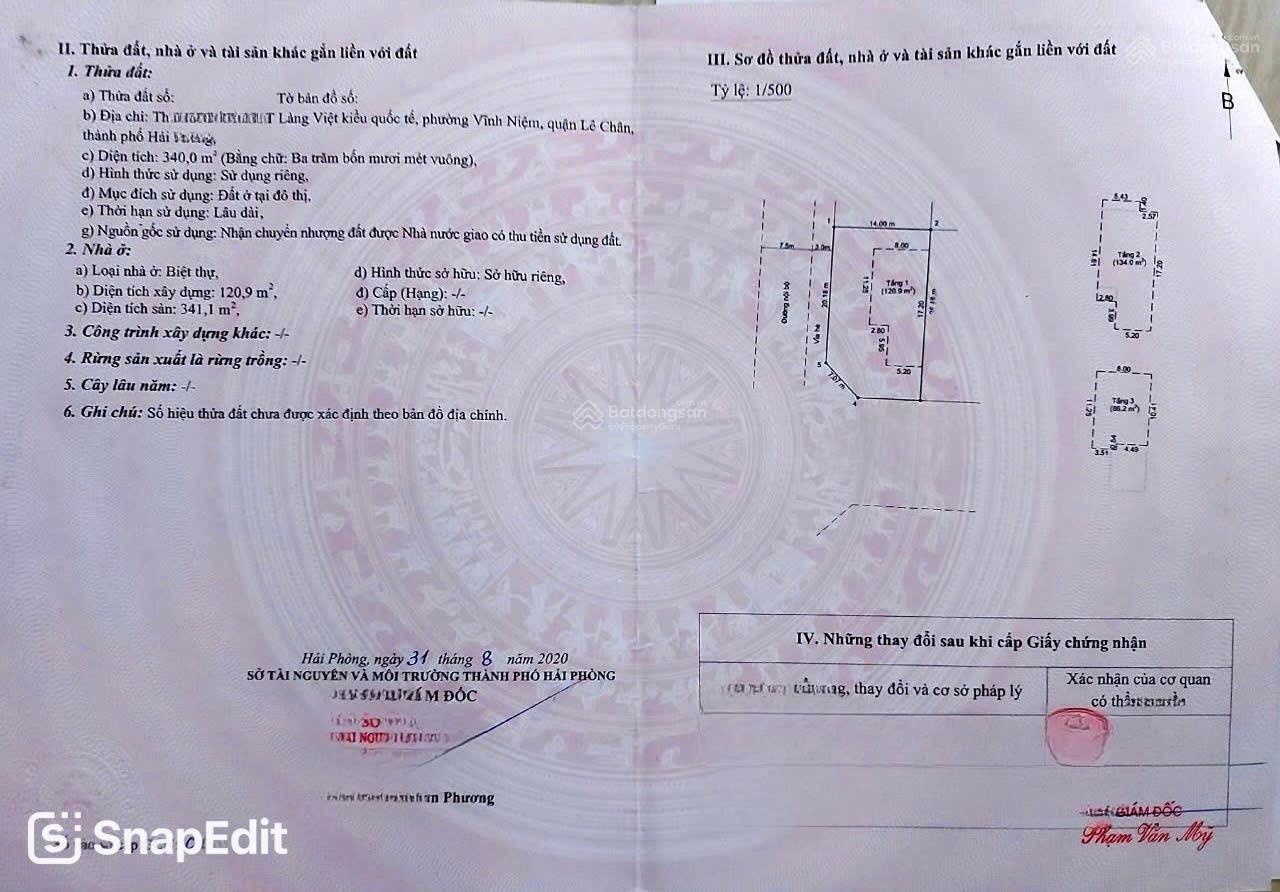 Bán biệt thự song lập căn góc hai mặt tiền khu đô thị Làng Việt Kiều Quốc Tế Hải Phòng 340m