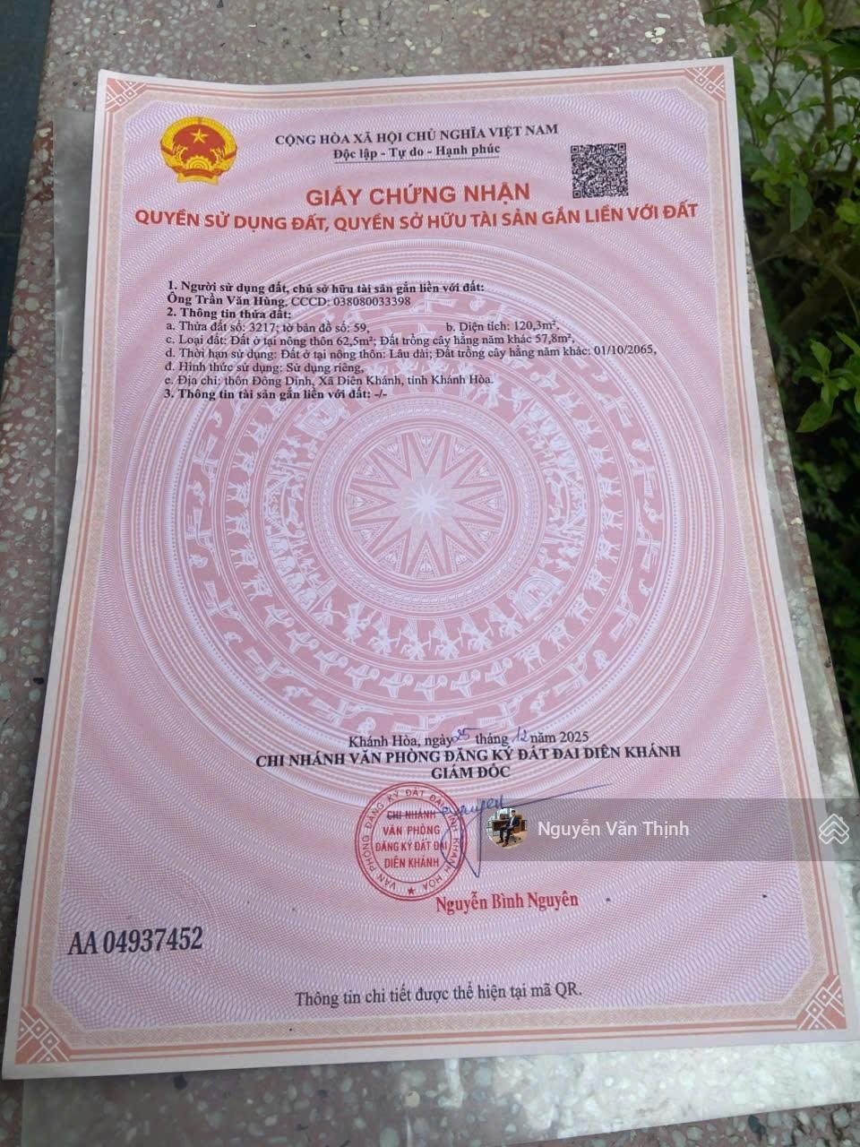 Bán đất sát bên tái định cư Diên Toàn gần chợ Đông Dinh 120.3m2 1tỷ750