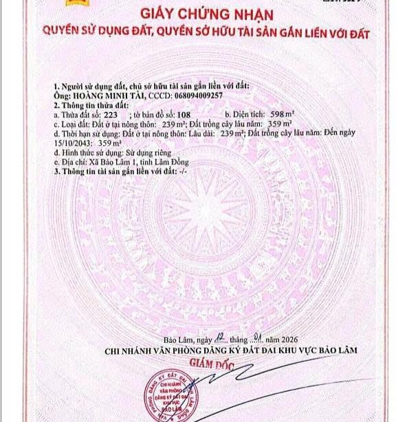 Bán đất tại Xã Lộc Ngãi, 5 tỷ, 598 m2, pháp lý đầy đủ, view đẹp