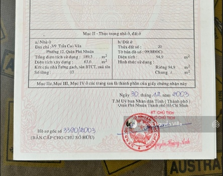 Bán nhà 3/9 Trần Cao Vân, P12, Quận Phú Nhuận | 6x15m | Tường Villa 0934161816