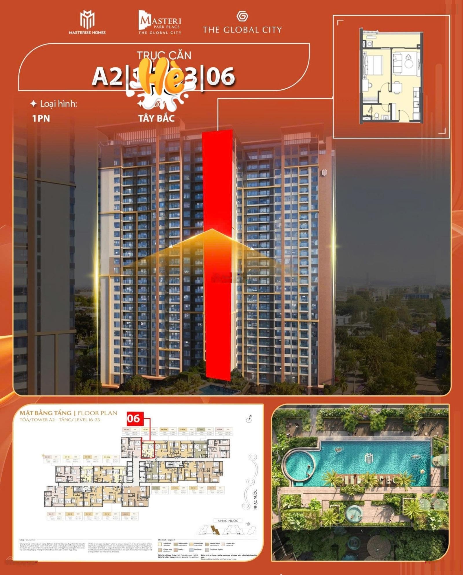 Căn hộ 1pn vuông vức view sông yên tĩnh ngay global city lầu cao mát