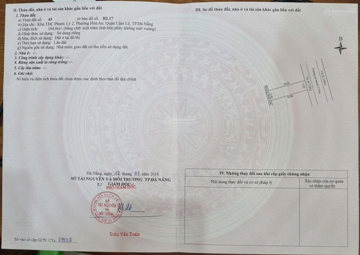 Bán lô đất mặt tiền đường Hòa An 24 - nở hậu