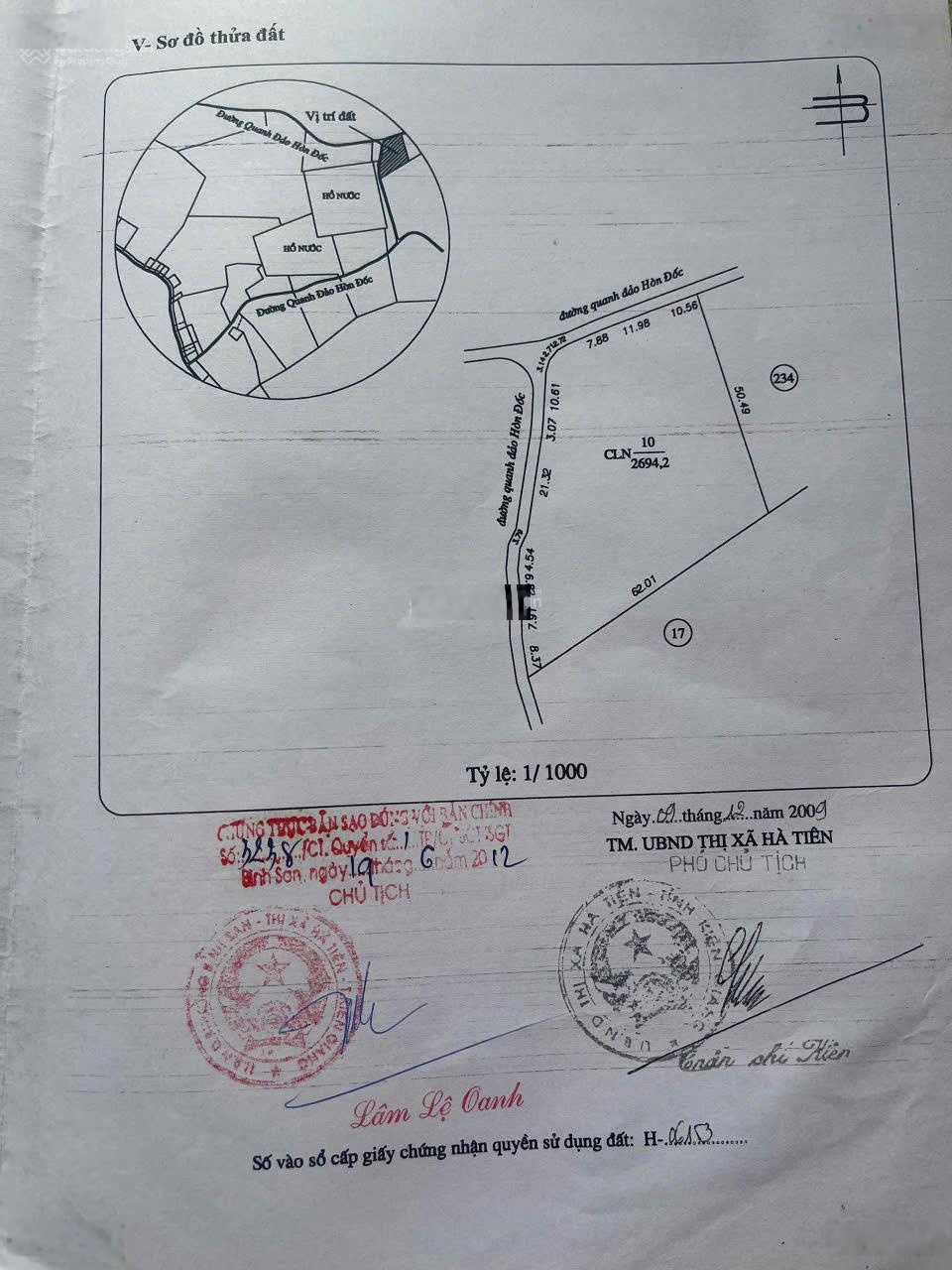 Đất đối diện biển cát trắng Đi bộ 30s ra biển Hải Tặc, Hà Tiên 10 triệu VND/m2 mặt tiền 70m