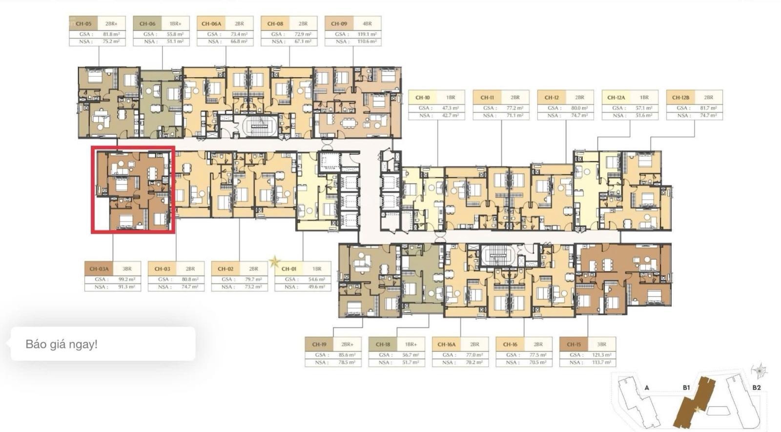 Giỏ hàng 3PN căn hộ CT4 Masterise Cosmo Central. LH 0978469907