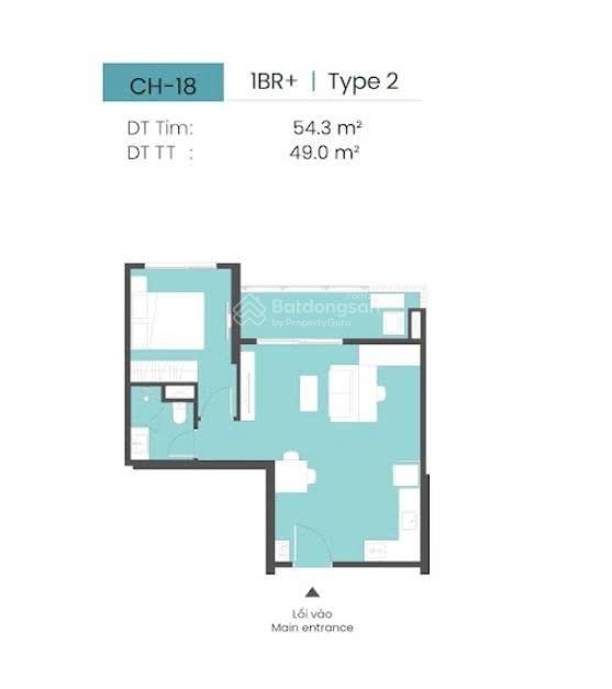 Masteri Vin OCP2, Bán căn 1pn+1 tầng 15 thiết kế như 2pn 1vs,dt 49,1 thông thuỷ Giá 3,2 tỷ full VAT