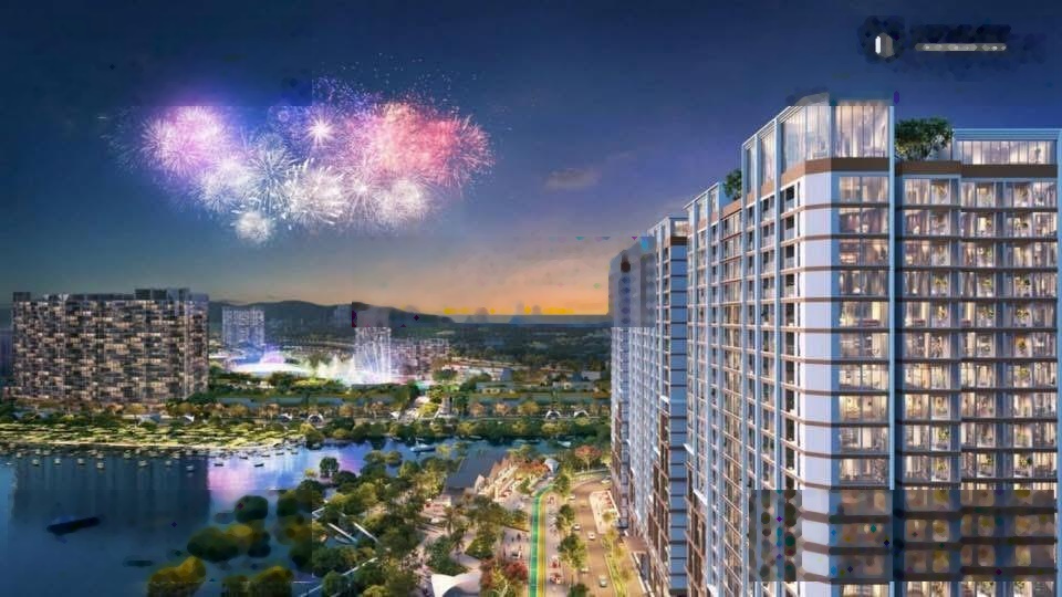 Bán căn Studio Onsen 2-Charmora view trực diện sông và view pháo hoa tầng trung thoáng mát.