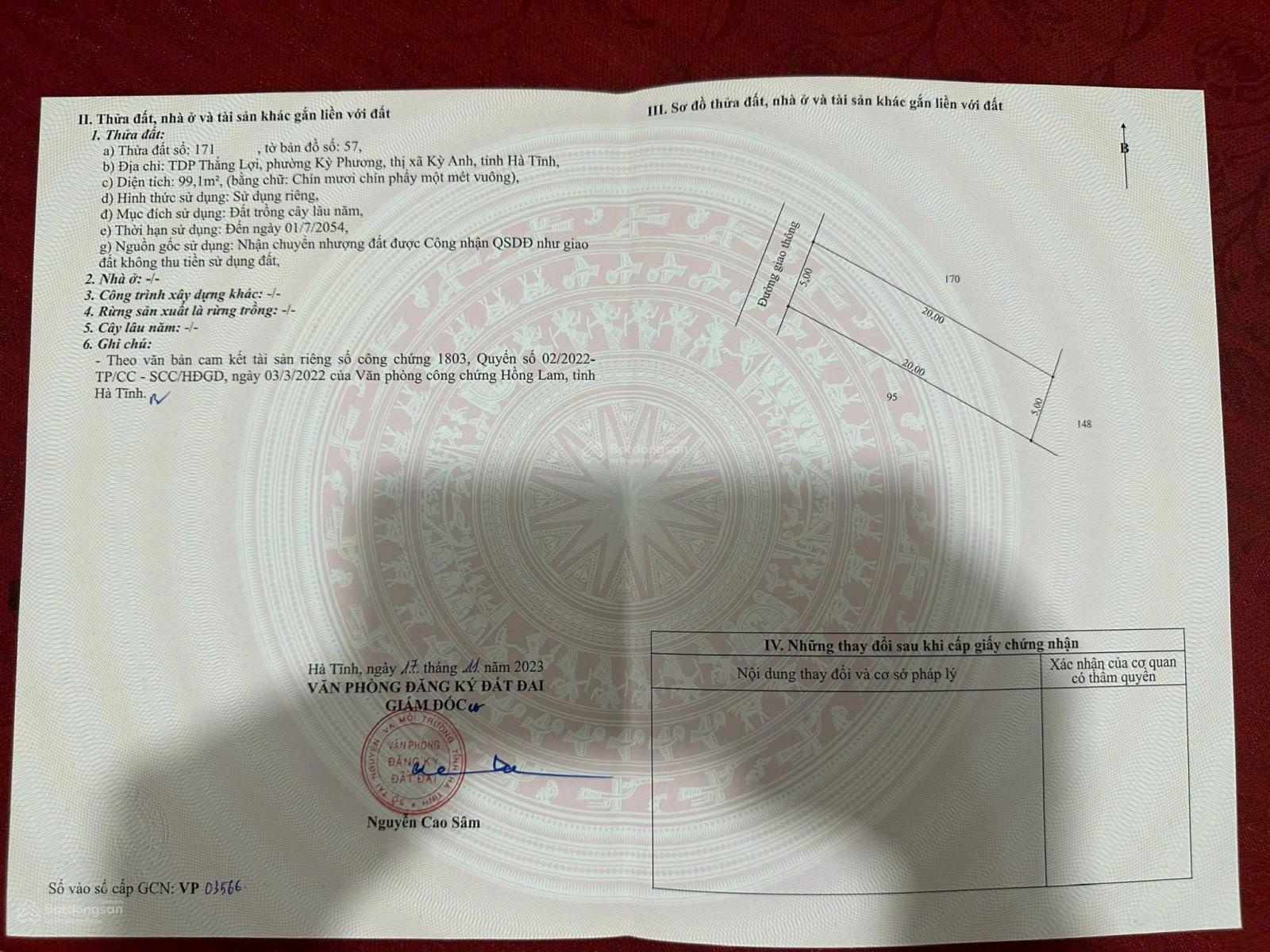 Mảnh đất giá tổng thấp nhất thị trường phường Hoành Sơn (Kỳ Phương Kỳ Anh cũ) chưa tới 500triệu