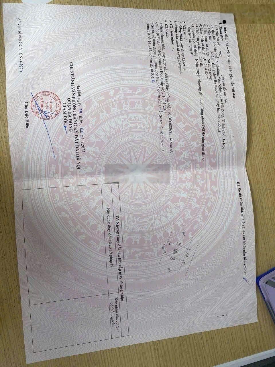 Bán Đất 32.2m2 tại TDP 15, phường Yên Nghĩa, Hà Đông, Hà Nội