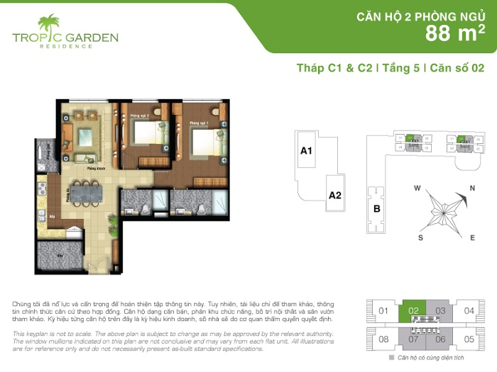 Bán căn hộ Tropic Garden, 7,5 tỷ, 74m2, hàng hiếm tại Thảo Điền, Quận 2, HCM