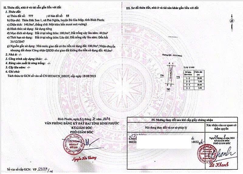 Đất nền thổ cư SHR 140m2 giá 1 tỷ 050 - Phú Nghĩa, Bù Gia Mập