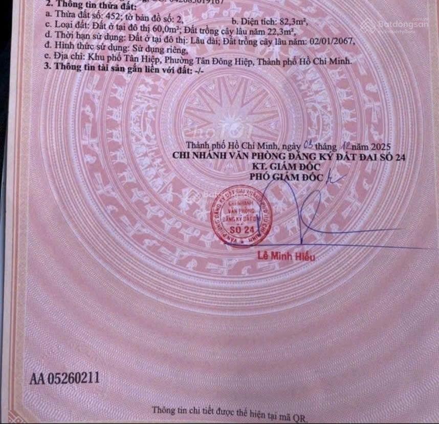 Kẹt tiền bán đất Tân Bình 82m² | gần đường Liên Huyện đường nhựa 8m