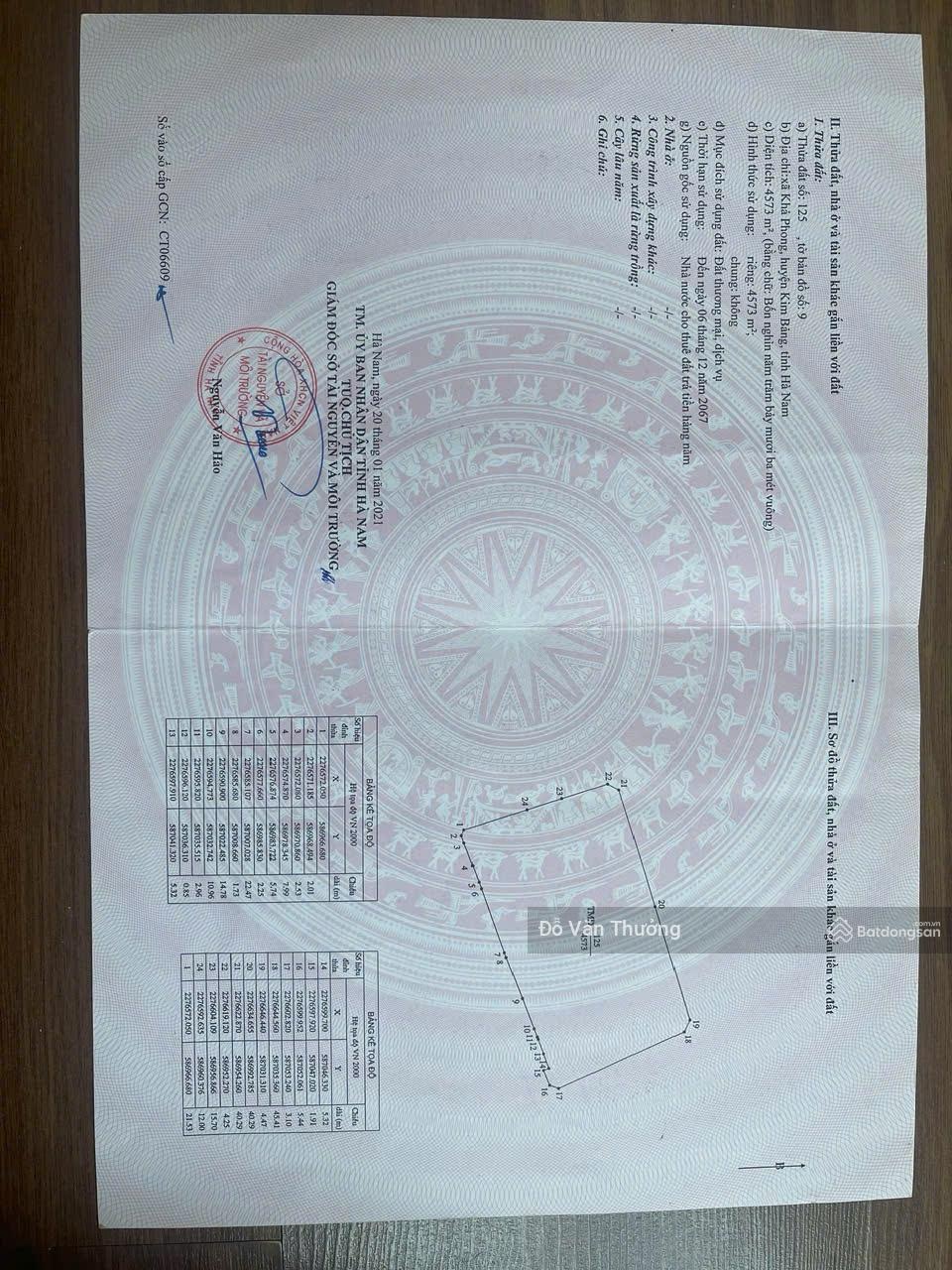 Bán shophouse tại Xã Khả Phong, Kim Bảng, Hà Nam chỉ với 8 triệu / m2, 4573 m2