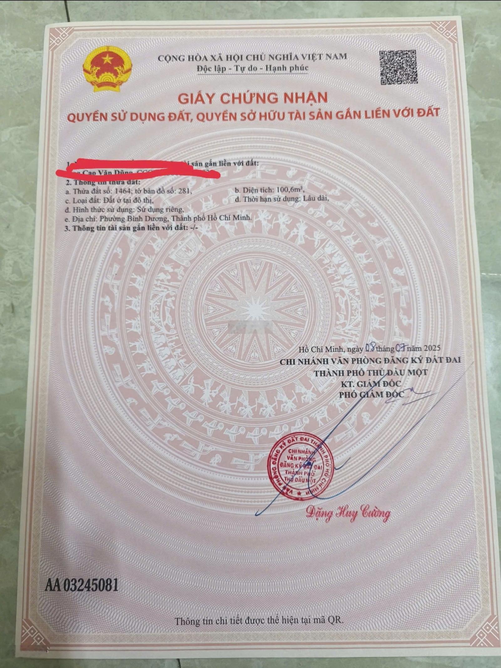 Bán Đất tại DX 033, Phú Mỹ, Thủ Dầu Một, Bình Dương, 3,9 tỷ, 100,6 m2, giá ưu đãi