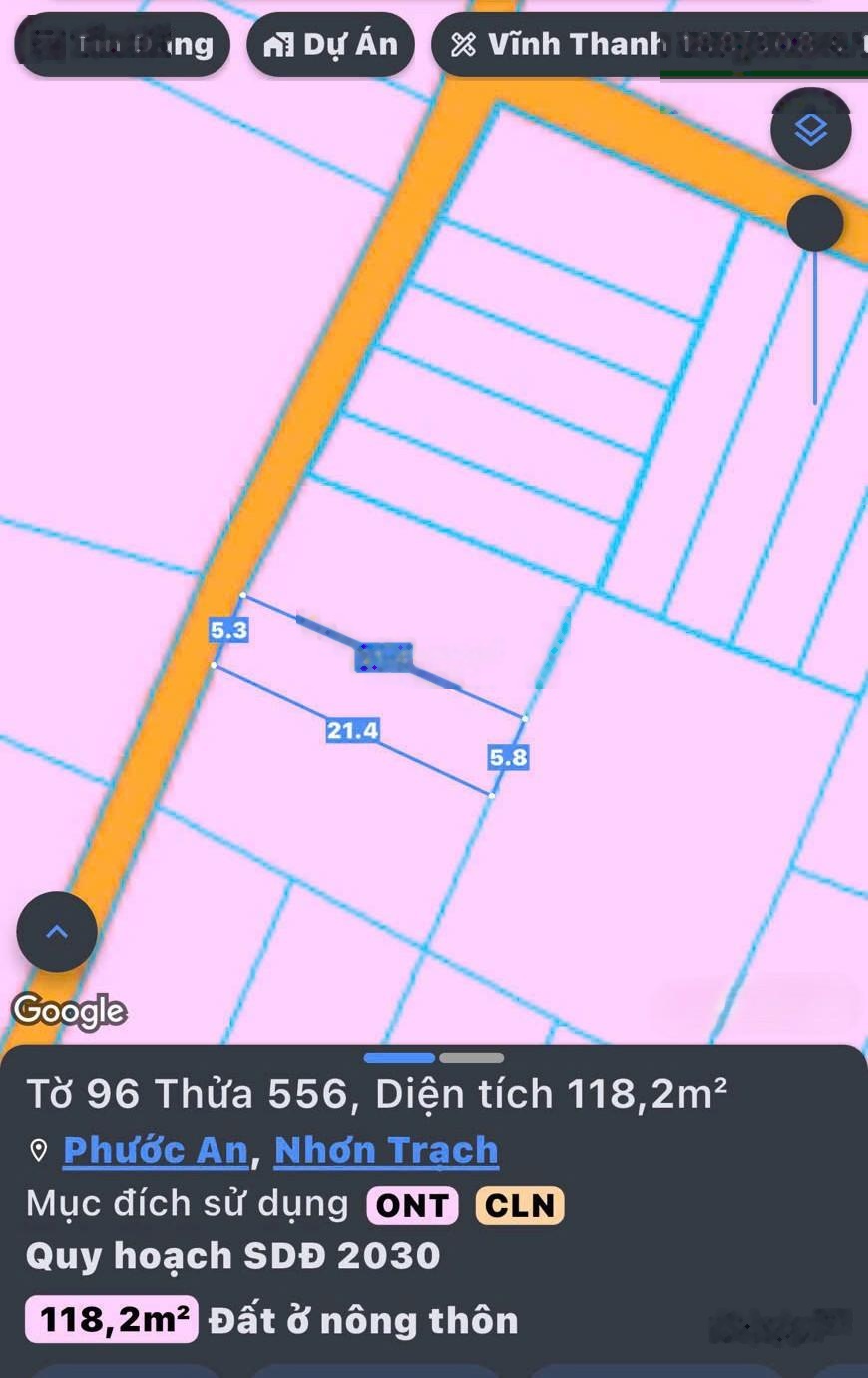 Bán đất Phước An, Nhơn Trạch, ĐN. Dt 118,2m2, có 103m2 thổ cư. Giá siêu tốt, giao dịch ngay