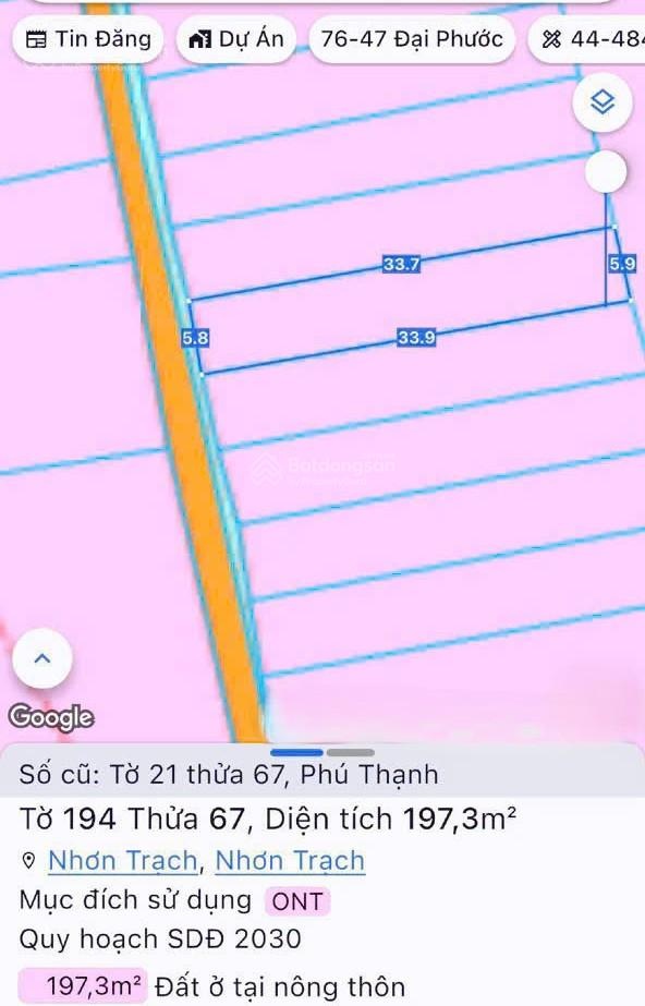 Bán đất Phú Thạnh, Nhơn Trạch. Full thổ cư, DT 197,3m2, giá tốt, cơ hội chỉ có một, pháp lý đầy đủ