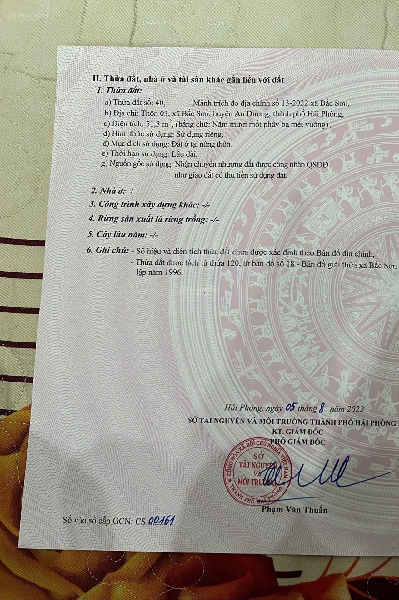 Bán đất tại Bắc Sơn, An Dương, Hải Phòng, 1,499 tỷ, 52m2, mặt tiền 4.54m