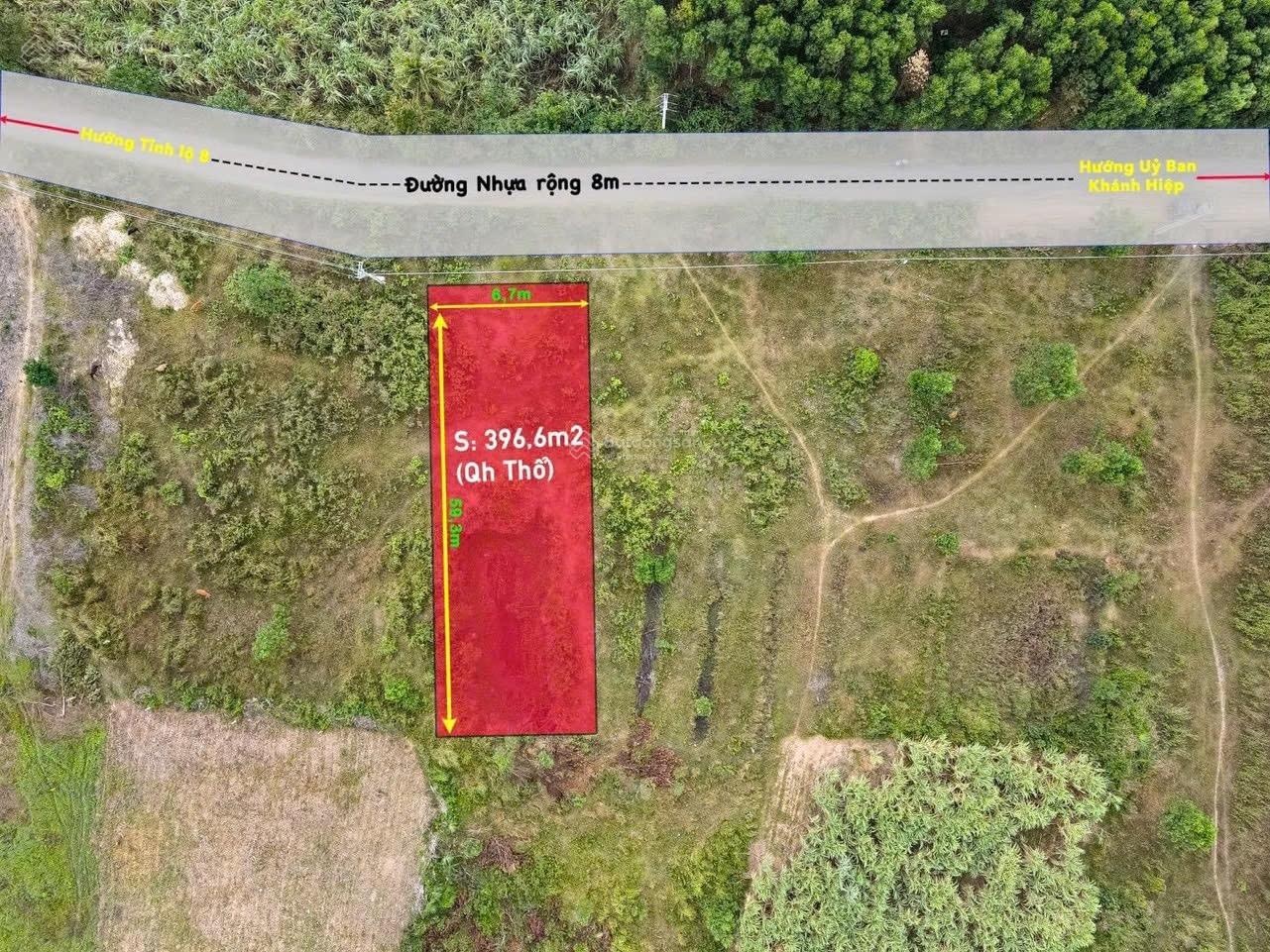 Đất khánh hiệp - mặt tiền đường liên thông quy hoạch 100% thổ cư - dt: 396,6m2 giá 550 triệu