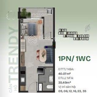 Căn hộ tháp Avis 1 phòng ngủ 42m2 chỉ 1.65 tỉ ưu đãi phí quản lý