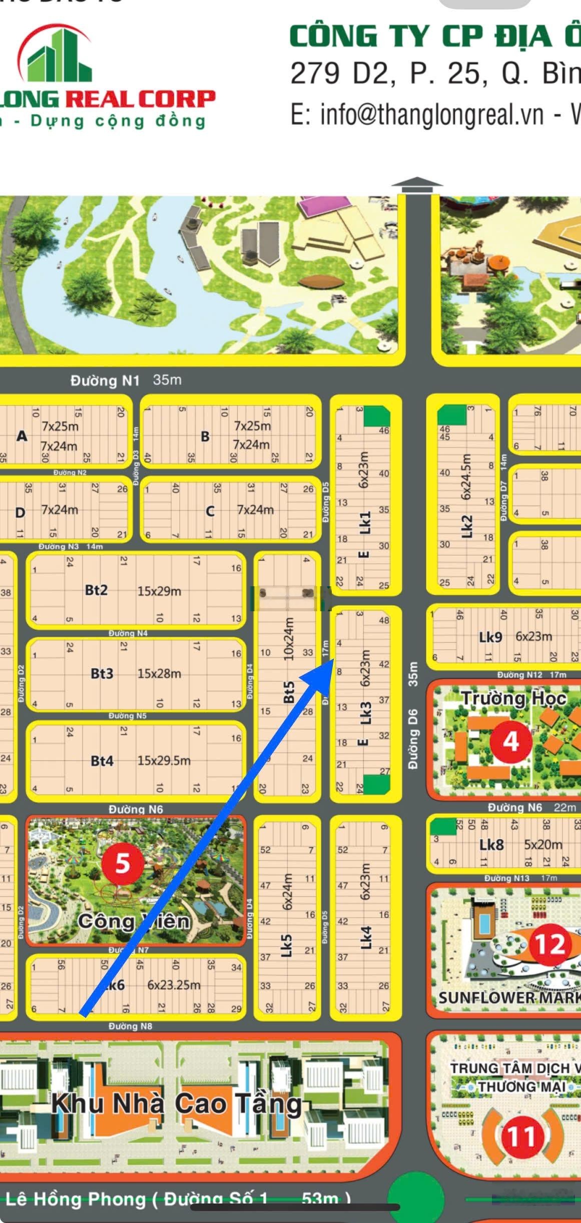 Cần bán 1 cặp đất nền dự án Sunflower thuộc đơn vị Thăng Long diện tích 138m2 ngang 6 mét giá 990tr