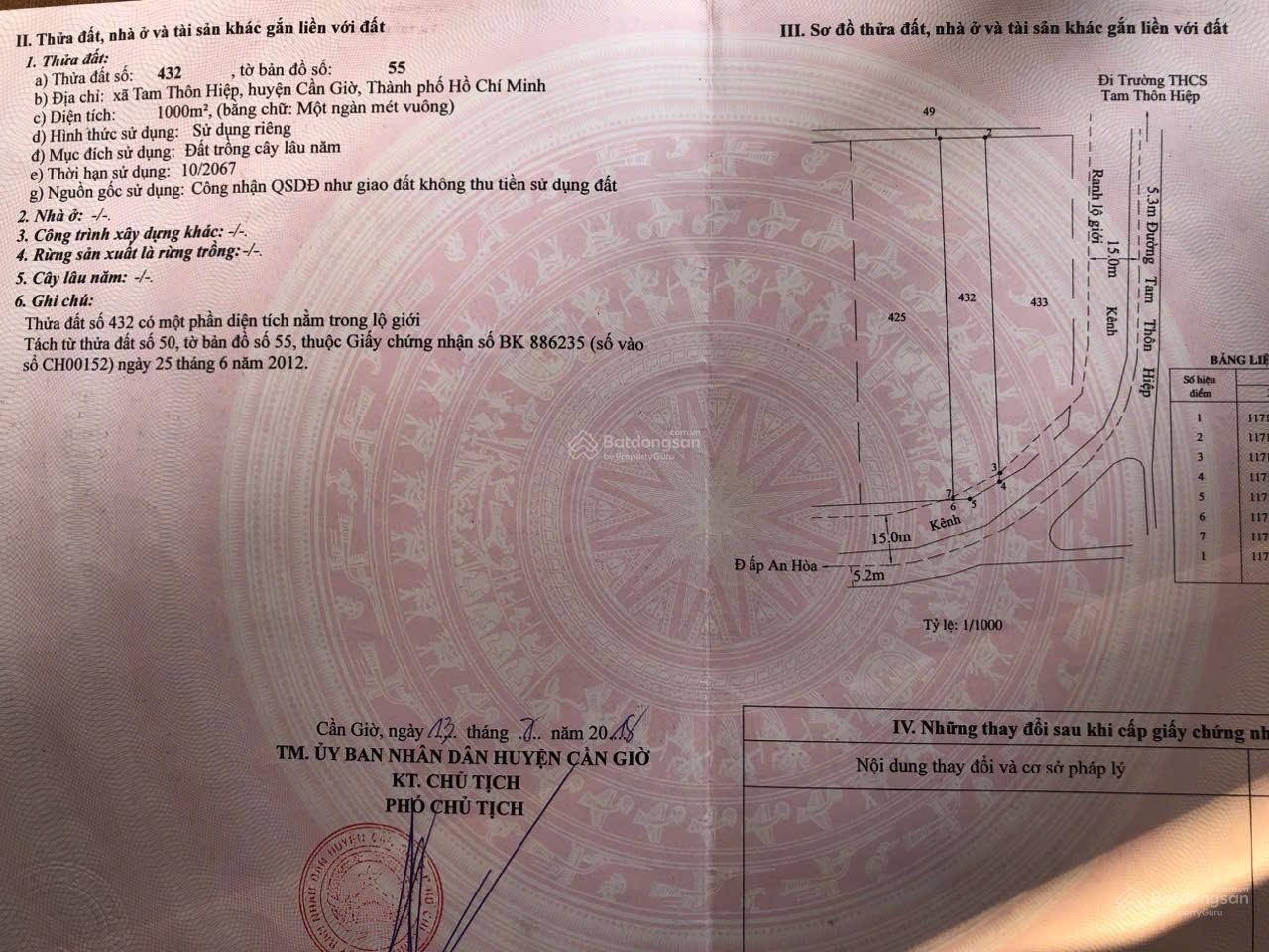 Đất nền đẹp tại Tam Thôn Hiệp, 7,2 tỷ, 1000m2