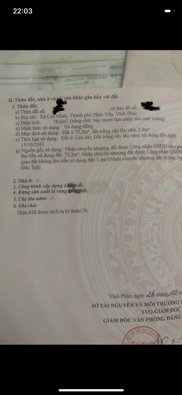 Bán gấp mảnh đất phường Phúc Yên, Vĩnh Phúc. Giá nào cũng bán. Full thổ cư đường thông thoáng