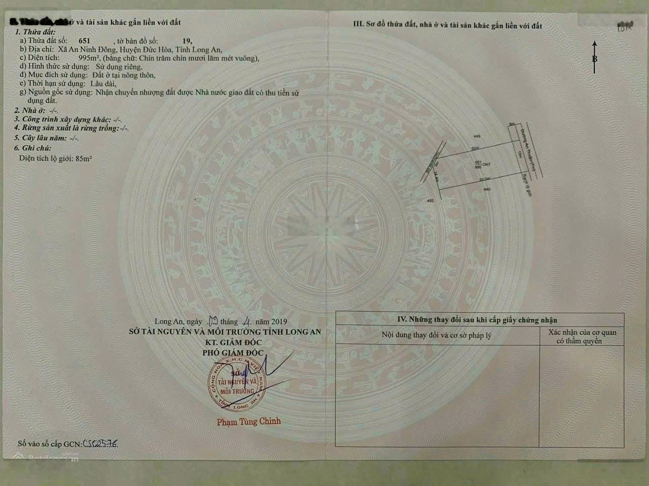 Đất mặt tiền TL 822 Hiệp Hoà , Đức Hoà, Long An