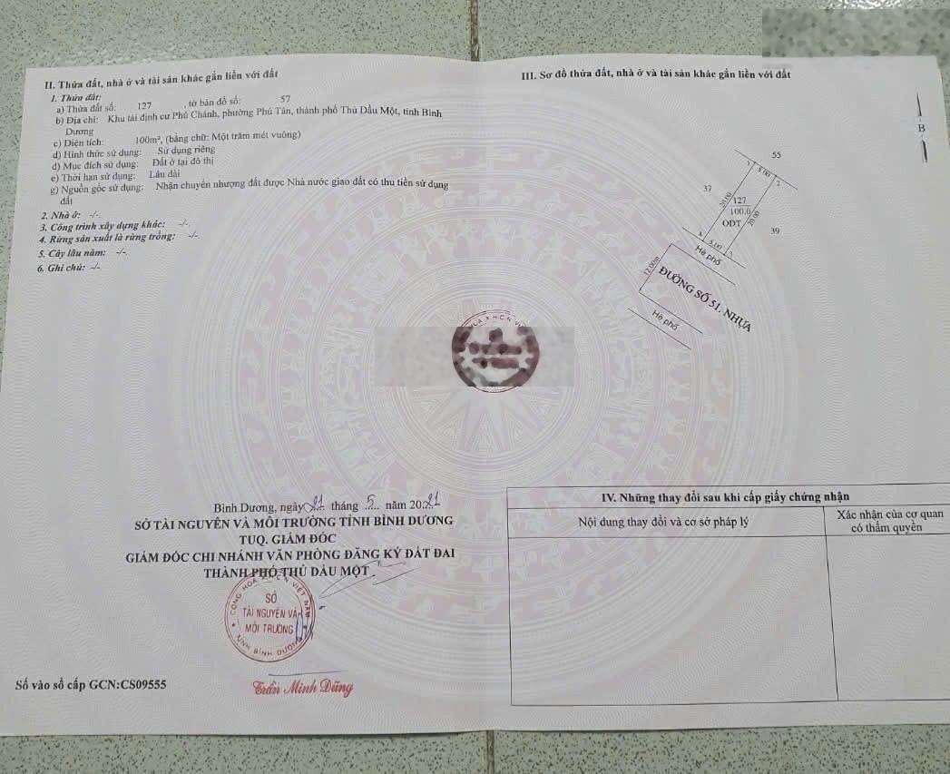 Gia đình mình cần bán 2 lô đất liền kề mặt tiền đường 51 phú tân thủ dầu một cũ nay là thành phốhcm