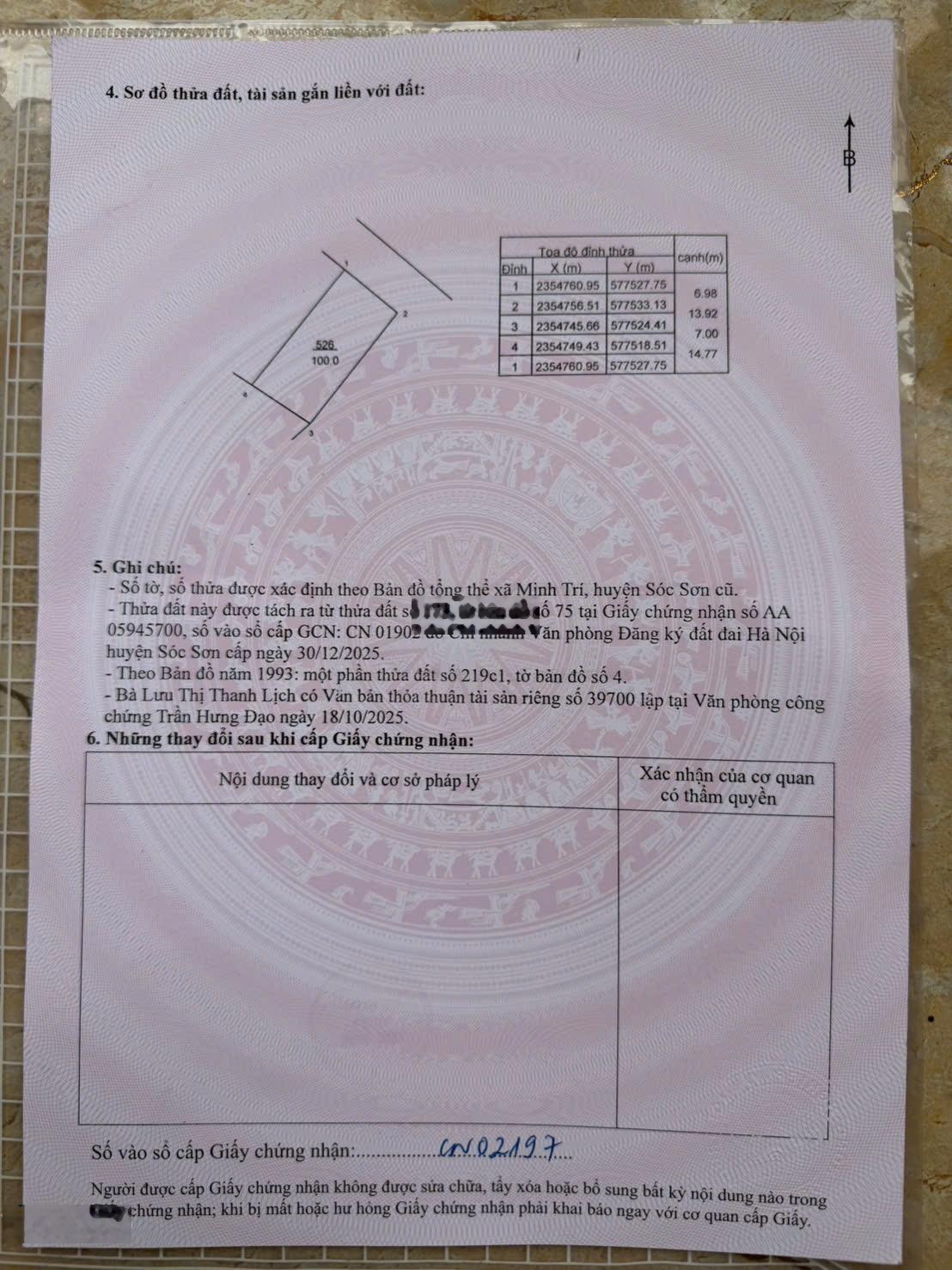 Chính chủ e có lô đất 100m , đất ở tất, sẵn sổ giá 2 tỷ 350 triệu Lập Trí -Kim Anh- Hà Nội