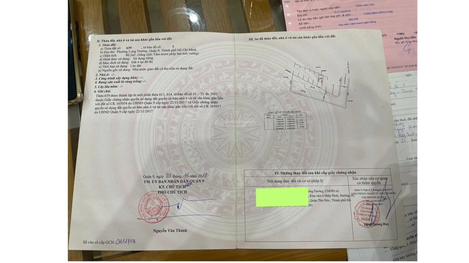 Bán đất đẹp vuông vức 80m2 hẻm 32 võ văn hát, long trường giá 4,85ty (5,37*15)