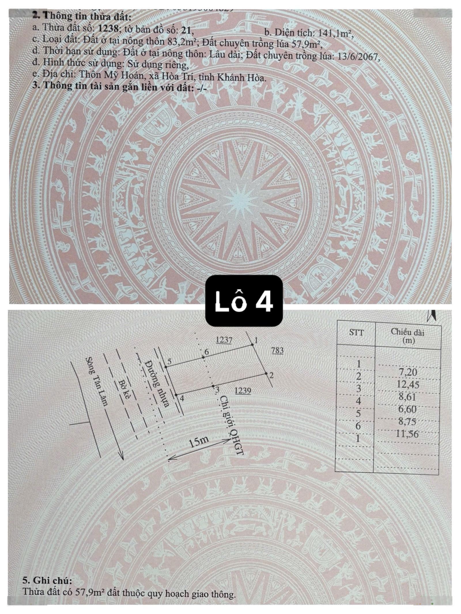 Đất mặt tiền kinh doanh xã Hoà Trí xã cũ Ninh Thân tỉnh Khánh Hoà