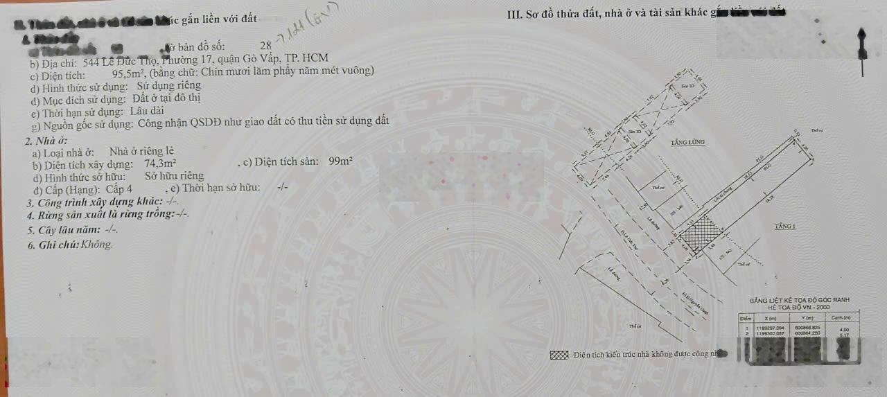 Bán nhà mặt tiền Lê Đức Thọ, 95.5m² nở hậu, SHR công nhận đủ