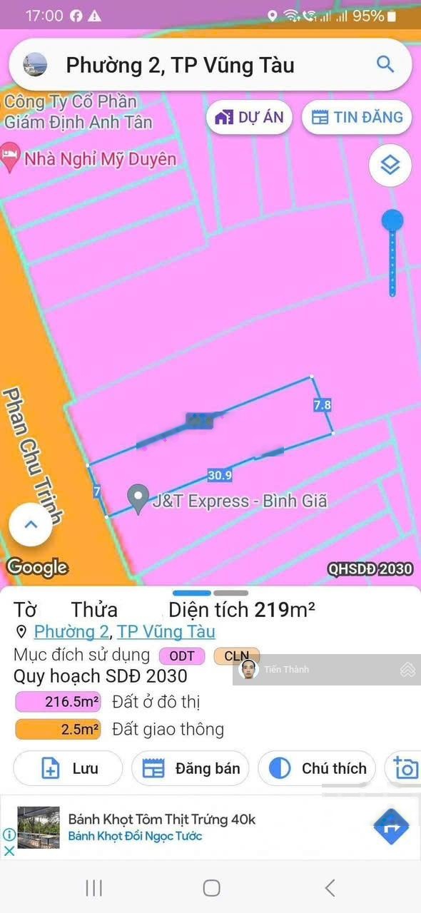 Bán nhà MT Phan Chu Trinh ngang 7.8m, 219m² gần Bãi Sau phù hợp KS, nhà hàng giá tốt chỉ 110tr/m²