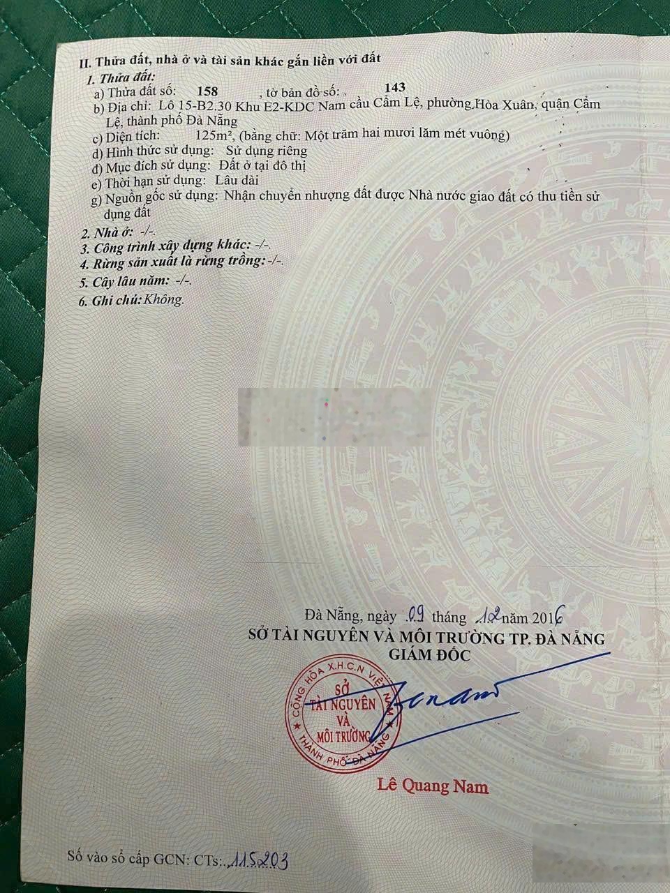 Bán đất chính chủ đường 10.5m phan thao, gần sân vận động hòa xuân giá tốt nhất