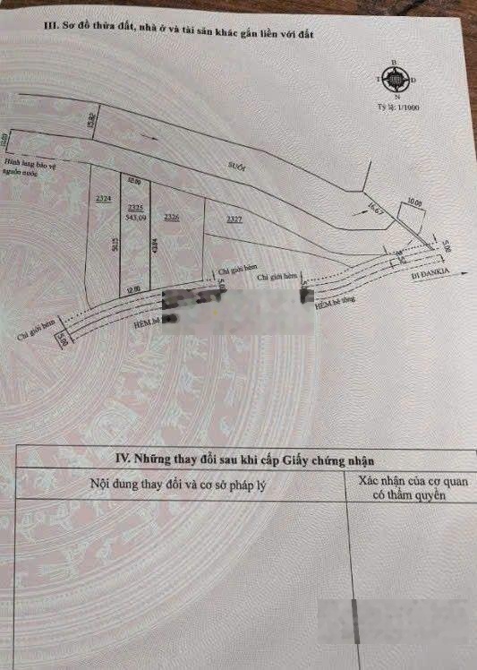 Bán lô đất xây dựng Đan Kia- P7- Đà Lạt 543m- có 250m đất XD- giá 10 tỷ 8 ( 20tr/m)