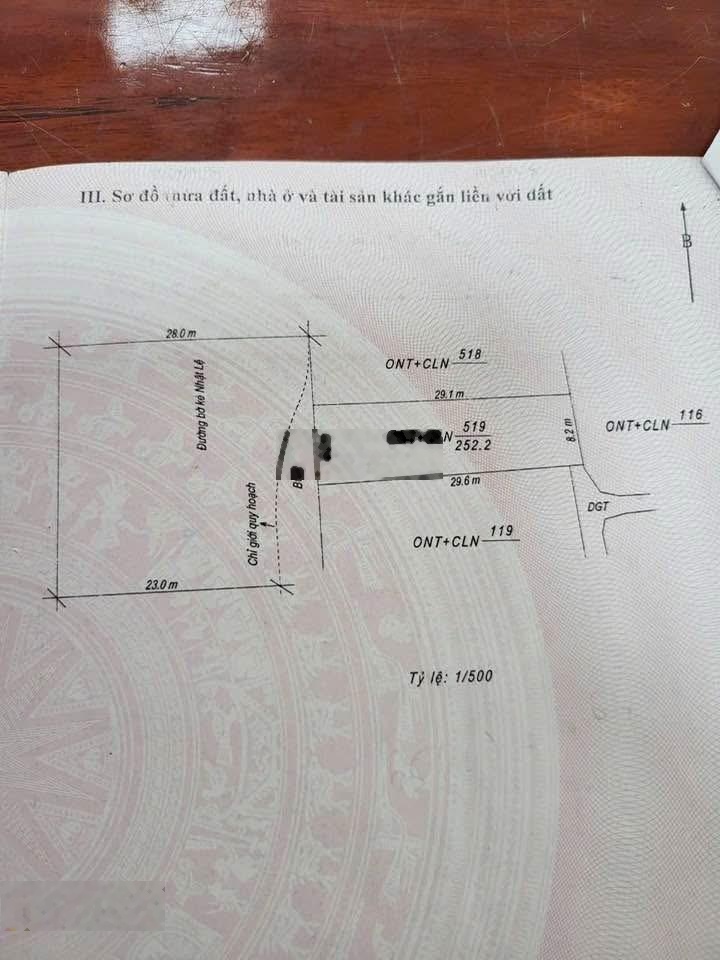 Mặt tiền 18x29m.Bờ Kè Nhật Lệ,cách cầu Nhật Lệ 2 200m